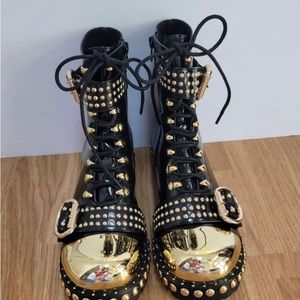 Jeffrey Campbell 'Gustine' Moto Combat Stud Boots 9